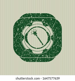 Grüne Zauberstab-Ikone in beängstigender Gummistempel