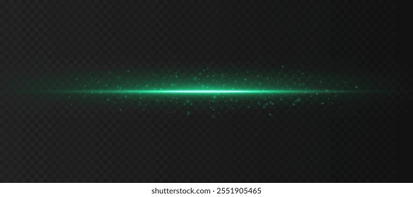 Explosão mágica verde de luz com faíscas. Abstrato brilhante poeira cintilante isolada em fundo transparente. Efeitos de luz. Brilho e brilho.