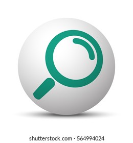Green Magnifying Glass icon on white sphere