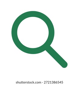 Ilustração de vetor de ícone de lente de aumento verde. Símbolo simples de pesquisa plana para descoberta, exploração, pesquisa e análise isolado no fundo branco.