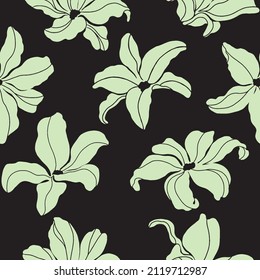 green magnolia seamless pattern vector