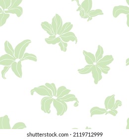 green magnolia seamless pattern vector