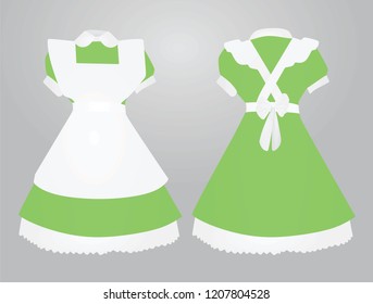 Green maid uniform. vector illustration