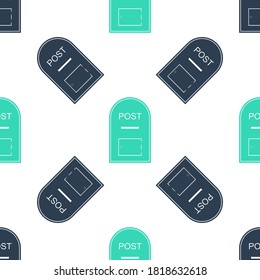 Green Mail box icon. Post box icon isolated seamless pattern on white background. Vector.
