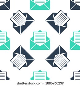 El icono Correo verde y el correo electrónico aislaron un patrón sin fisuras en el fondo blanco. Correo electrónico con símbolo de sobres. Señal de mensaje de correo electrónico. Vector.