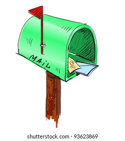 Green Mailbox Cartoon Icon Sketch Fast Stock Vector (Royalty Free) 93623869