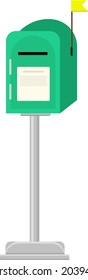 Buzón verde, ilustración, vector sobre fondo blanco.