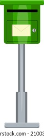 Green mailbox, illustration, vector on a white background.