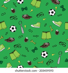 Green male seamless pattern background. Father's day. International Men's Day