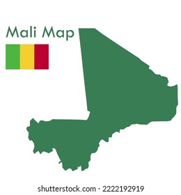 Vector del mapa verde de Mali con bandera nacional