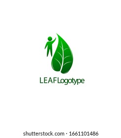 Plantilla vectorial de diseño del logotipo ecológico Green Man Cloud. Espacio negativo. Icono de concepto de Logotipo de vida Feliz.