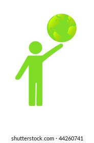 Green Man holding up the planet