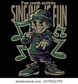 Green Man Singing a Song Youth Activity Series Illustration