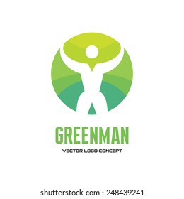 Green man - vector creative logo template. Human character sign illustration. Healthy concept symbol. People icon. Design element.