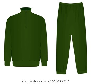 Green man zip top t shirt and bottom. vector illustration	