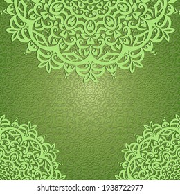 Green Mandala Background.Abstract floral Islamic design.Oriental floral ornament with mandala.