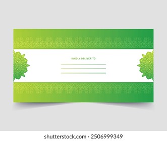 green mandala business card invitation classic style
