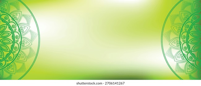 Copyspace de la cubierta del mandala verde, fondo para el Anuncio de la presentación, Ilustración vectorial del diseño