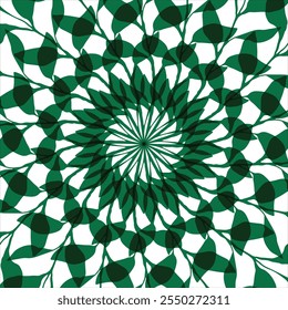 green mandala in floral circles