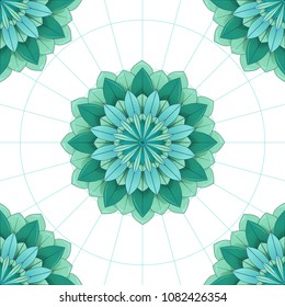 Green mandala flower background art pattern design