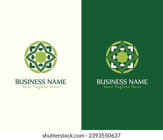 Green mandala flower natural healthcare illustration logo vector design template