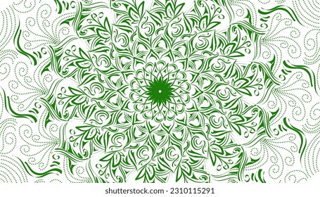 Green mandala motif decoration illustration. Perfect for background posters, banners, advertisements, websites, book covers