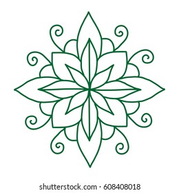 Green mandala on a white background.Vector illustration.