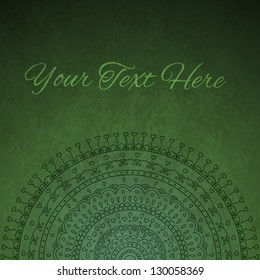 Green mandala ornament background. Vector image.