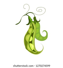 Green mangetout illustration. Vegetable, ground, growth, food. Farming concept. Vector illustration can be used for topics like garden, kitchen, cooking