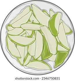 green mango fruit cut into small pieces