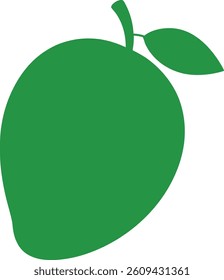 Green Mango Fruit Vector Illustration Flat Icon for Organic, Vegan, and Summer Graphics on white background.