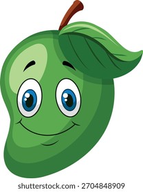 Grüne Mangofrüchte, die an den Zweigen des Mangobaums befestigt sind.