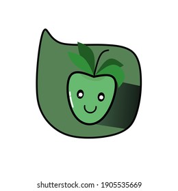 green mango icon, isolated on green layer and white background. Vector illustration.