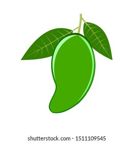 Green mango isolated. Flat design icon vector illustration.