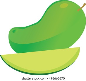Green mango isolated on a white background