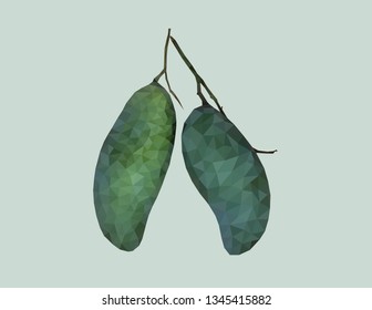 Green mango low polygonal vector