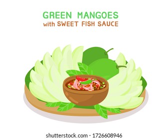 Green Mangoes Sweet Fish Sauce Vector