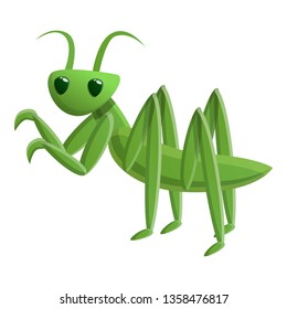 Green mantis icon. Cartoon of green mantis vector icon for web design isolated on white background