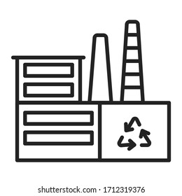 Green manufacturing black line icon. Garbage processing plant. Environmental protection.Outline pictogram for web page, mobile app, promo.
