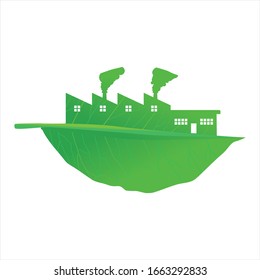 green manufacturing eco frinedly production concept abstract green leaf forming production plant clean simple desgin vector illustration