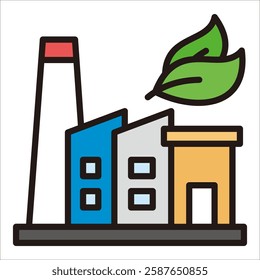 Green Manufacturing Icon Element For Design