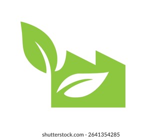Green manufacturing logo design vector. Icon, vector, green, logo, design, symbol, eco, manufacturing. Can use for infographic, banner, poster, web design. Vector Isolated on white background.