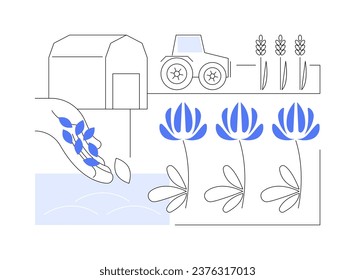 Los manuales verdes aislan ilustraciones vectoriales de dibujos animados. Agricultores que se ocupan de los manufacturas verdes en el campo, siembra de plantas para cubrir suelos desnudos, agricultura moderna, cartografía de vectores de agricultura orgánica.