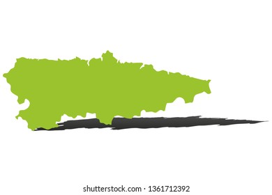 Green map of Asturias.