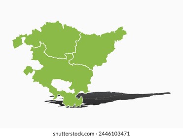 Green map of Basque Country on white background.