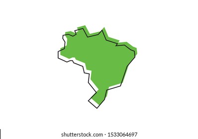 Green map of Brazil, outline concept icon. Vector illustration.