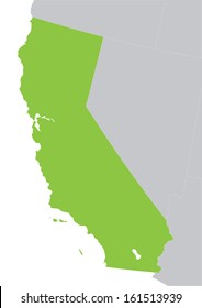 green map of California state