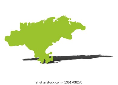 Green map of Cantabria.