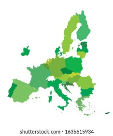 Green Map of European Union without UK. Vector Illustration. Shape and graphic illustration.