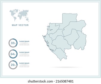Green map of Gabon vector. isolated on white background.